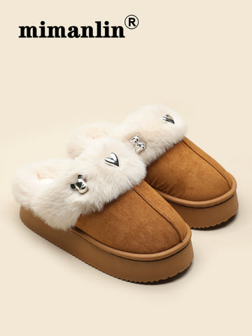 2024 new thick-soled fashionable cotton slippers for women in winter indoor home plush warm floor fur slippers