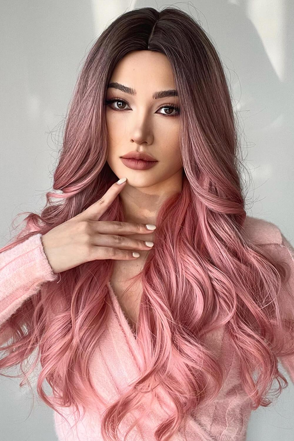 Fashion Wave Synthetic Long Wigs in Pink 26'' - CADEAUME