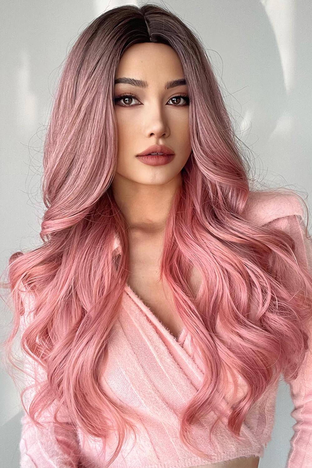 Fashion Wave Synthetic Long Wigs in Pink 26'' - CADEAUME