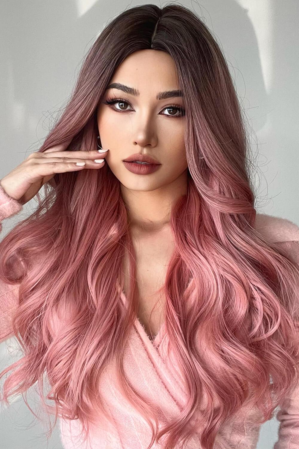 Fashion Wave Synthetic Long Wigs in Pink 26'' - CADEAUME