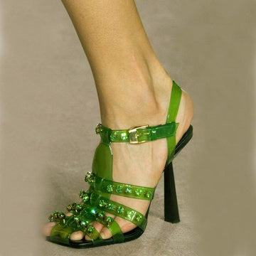 High Heel Sandal Rhinestone Transparent Crystal