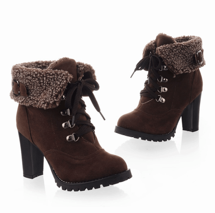 High-heeled scrub short boots - CADEAUME