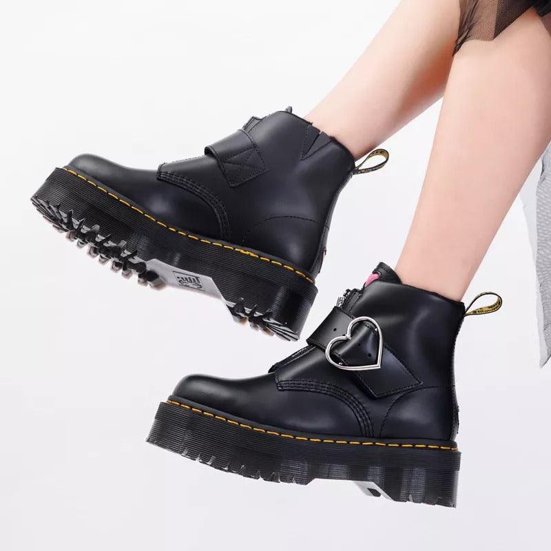 Martin Boots High-Top Student Thick-Soled Boots Fashion Casual Love Buckle - CADEAUME